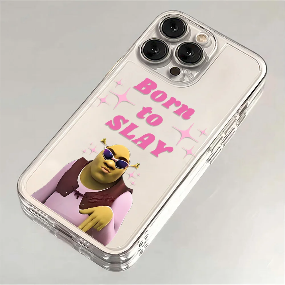 Cartoon Shrek-Themed Clear Phone Case