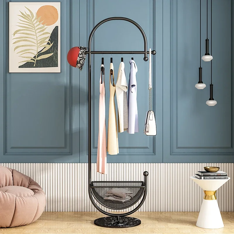 

Clothes Rack Bedroom Floor Simple Modern Light Luxury Household Multi-Functional Storage Coat Rack with Wheels