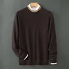 Pure Wool Sweater Men Autumn and Winter New Thick Warm Double Two Collar Knit Pullover Business Casual Sweater Men's Base Shirt 3