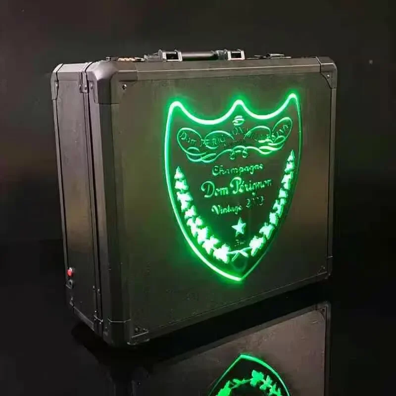 3 bottles Rechargeable LED Box Champagne Bottle Carrier LED Champagne Display Case for Night Club Party Lounge Bar Decor