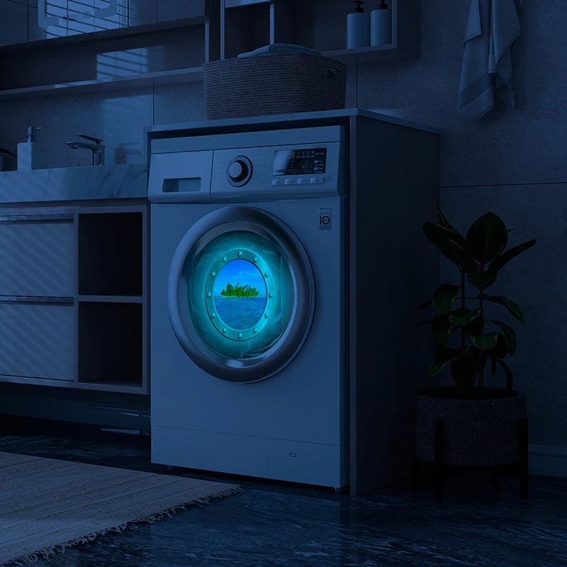Sea View Luminous Porthole Stickers Palm Tree Island Mural Glow in the Dark Room for Home Decoration on Wall Door Window Fridge