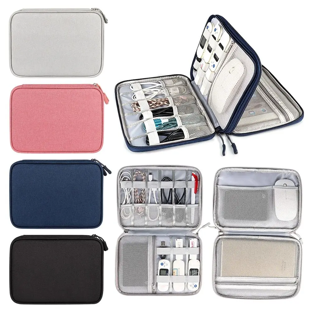 

Digital Accessories Storage Bag Large Capacity Double-Layer Waterproof Finishing Bag Data Cable Headset Storage Finishing Box
