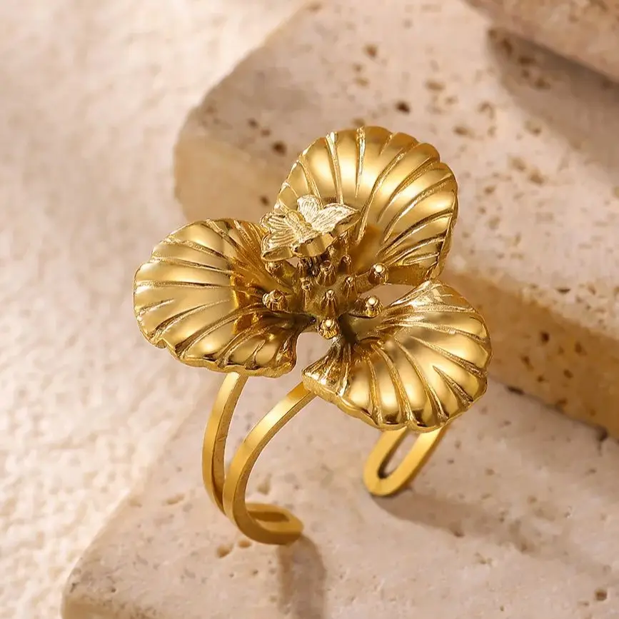 Butterfly Fashion Rings For Women Stainless Steel Adjustable