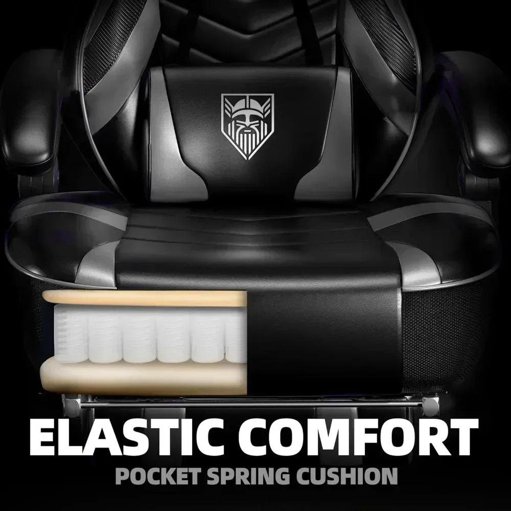 "ergonomic reclining gaming chair with high back, footrest, and massage for adults"