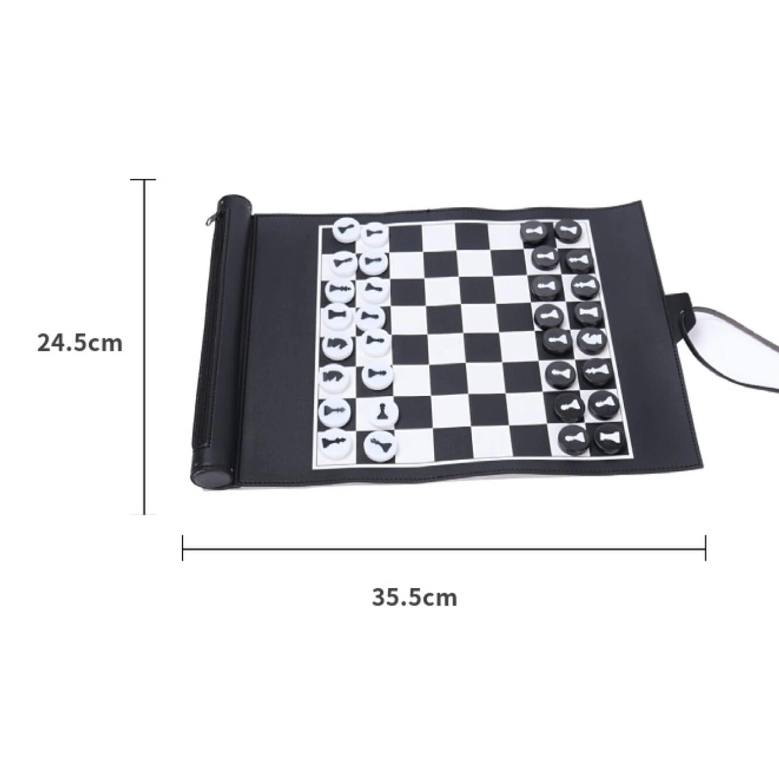 Folding PU Leather Classic Chess Set for Family Entertainment Beginner, Kids