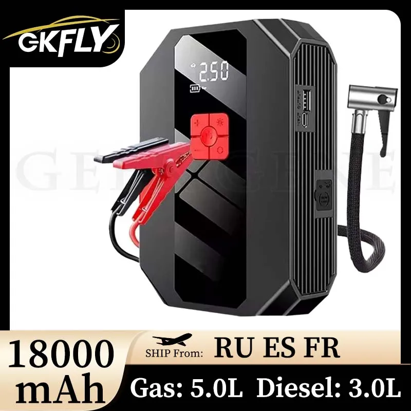 GKFLY 1200A Car Jump Starter Power Bank 12V Portable Battery Station For 5.0L/3.0L Car Emergency Booster Starting Device