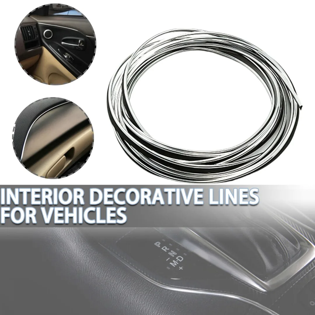 

1pc 5M Flexible Car Interior Dashboard Moulding Trim Strip Black Door Edge Gap Air Vent Decorative Strip With Auxiliary Tool