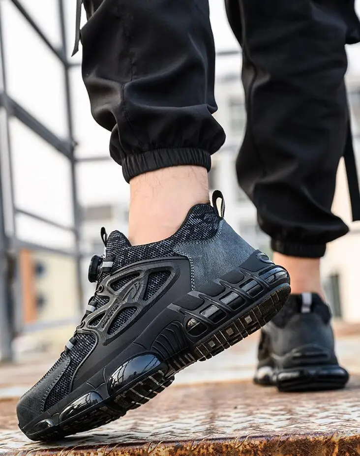 Safety Steel Toe Work Trainers For Men With Rotating Button_voghion.com