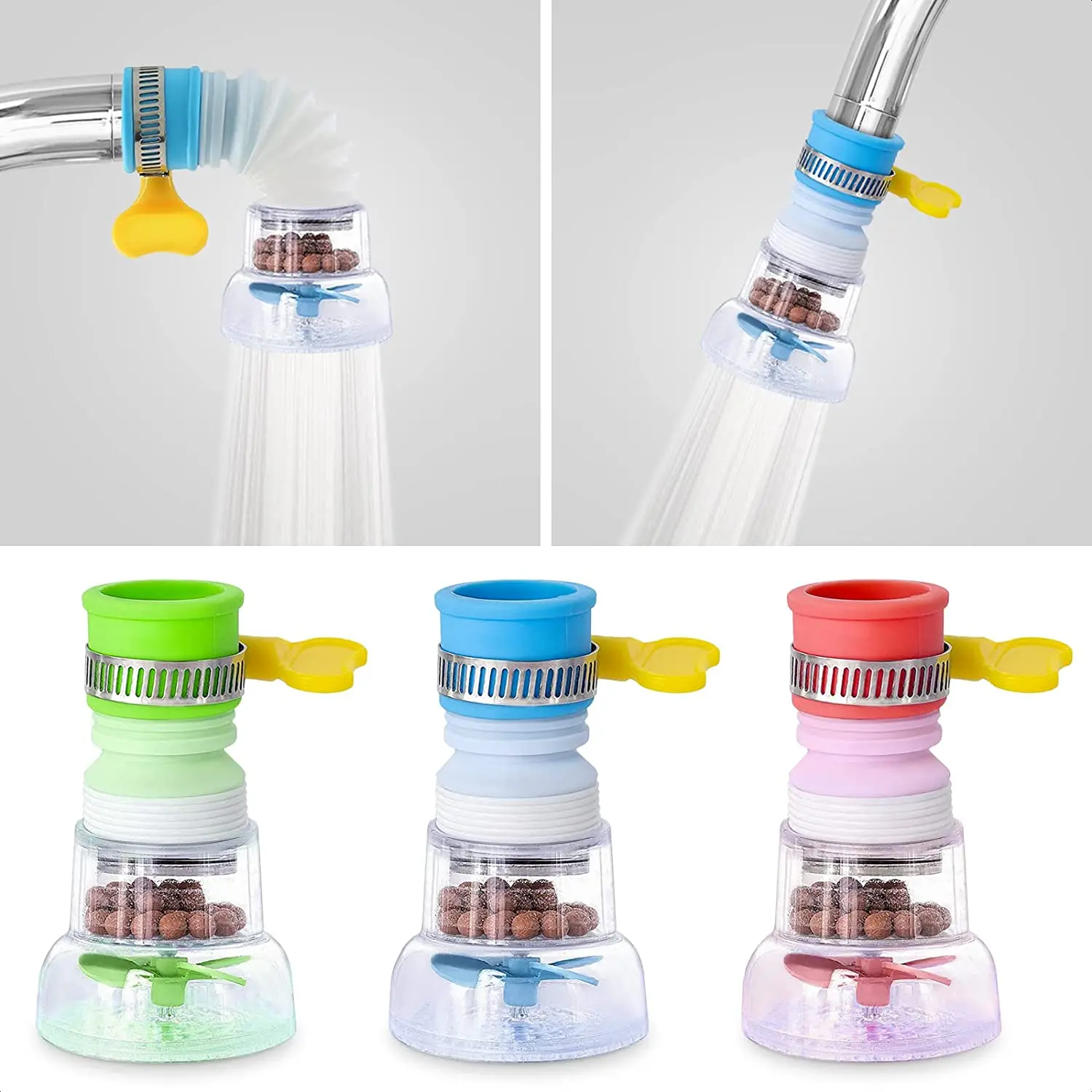

360 Adjustable Flexible Kitchen Faucet Tap Extender Splash-Proof Water Faucet Rotating Drainer Water Purifier Filter