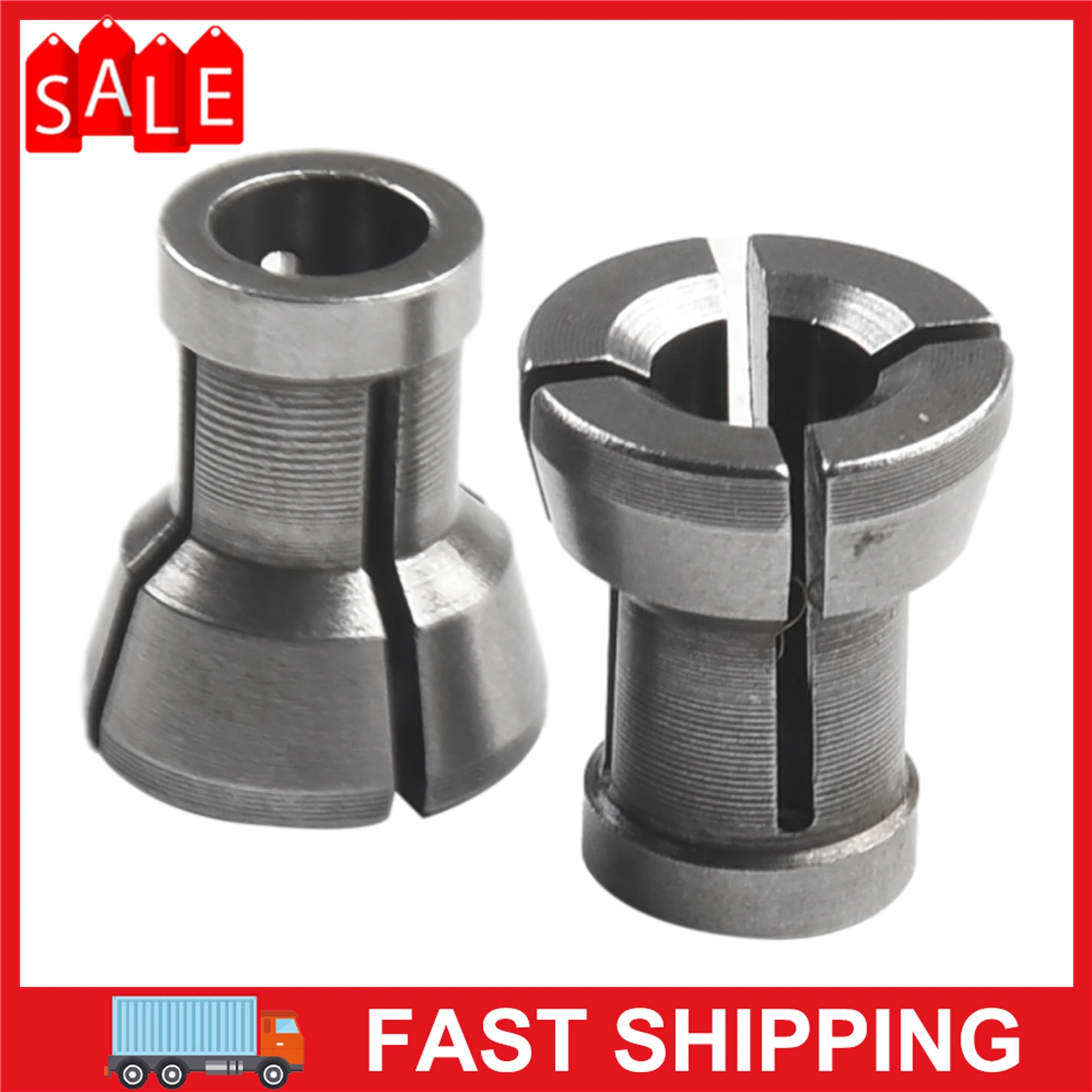 

2Pcs Collet Chuck Adapter Engraving Trimming Machine Electric Router Bit Collets Set 6/6.35/8/9.5/10mm Power Tools Accessories
