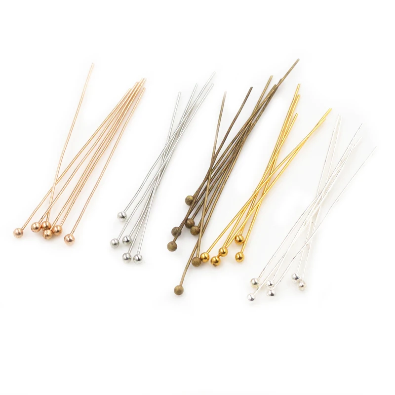 200 개/몫 16 20 25 30 40 45 50mm 실버 컬러 금속 볼 헤드 핀 Diy 쥬얼리 헤드 핀 찾기 Dia 0.5mm 용품 만들기