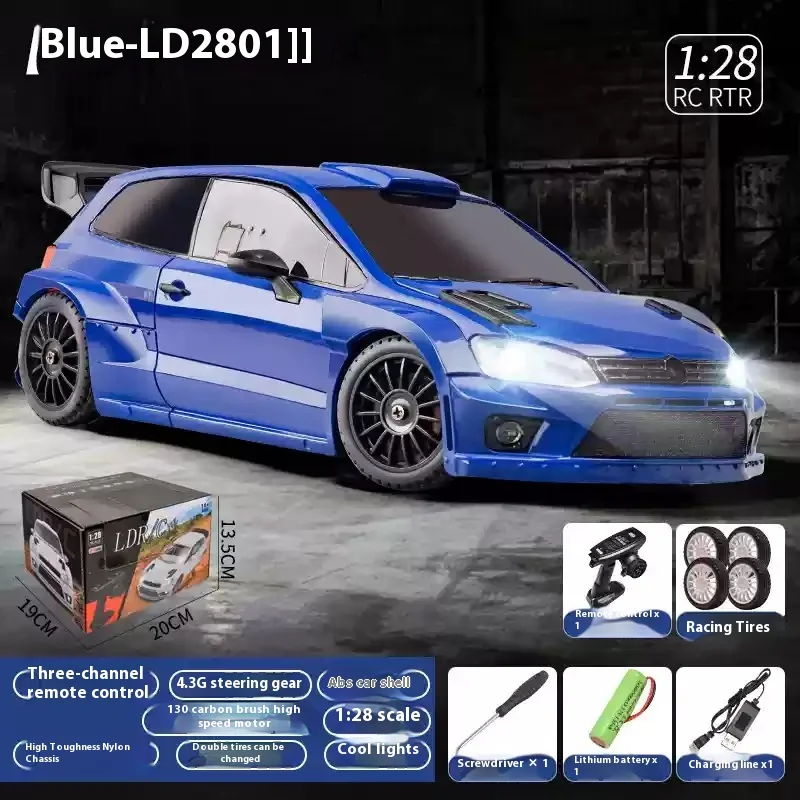 LD2801 1/28 4WD RC Drift Car Proportional Steering LED Headlights  2.4G 2 Tire Sets Eco-Friendly Shell Perfect Kids Gift 3