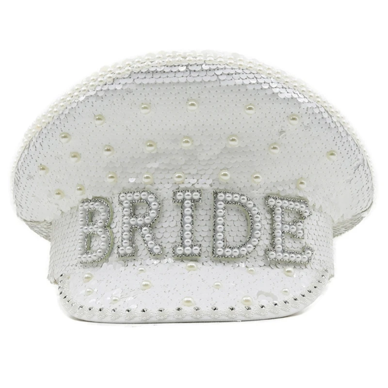 

Funny Wedding Bride Hat Carnivals Show Hat with Sequins Military Hat for Girl