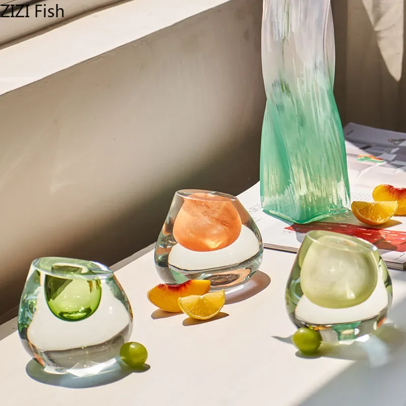 Thick Glass Vase Small Mouthed Hydroponic Vase Flower Vessels Ornament Flower Arrangement Decorative Vases Dried Flower Vases 4