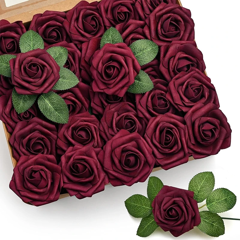 Artificial Rose Flowers 5/10/20Pcs Fake Flowers Foam Rose Bulk W/stem for DIY Wedding Bouquets Center Ornaments Party Home Decor