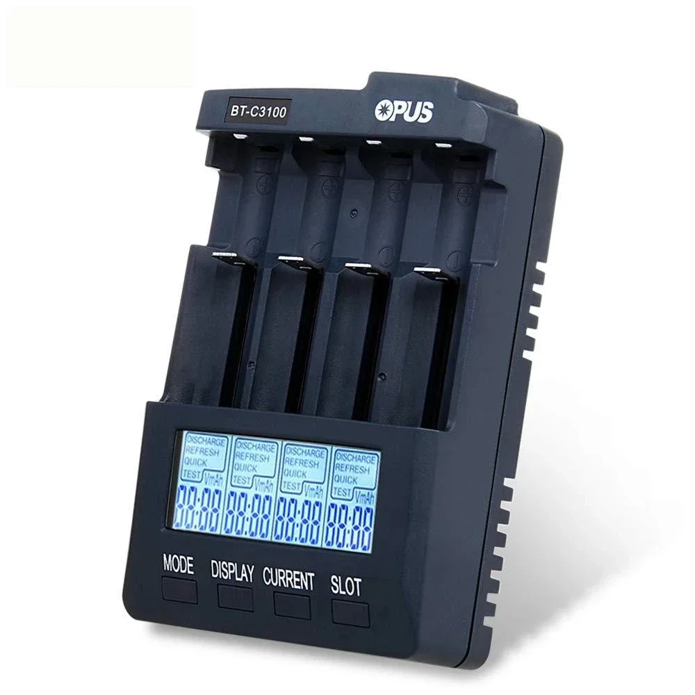 Фото OPUS BT-C3100 V2.2 Универсальное зарядное устройство с четырьмя слотами и ЖК-экраном №2