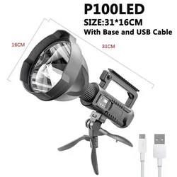 Compact Rechargeable LED Spotlight with Mountable Bracket and Waterproof Design (XHP100 Flashlight)