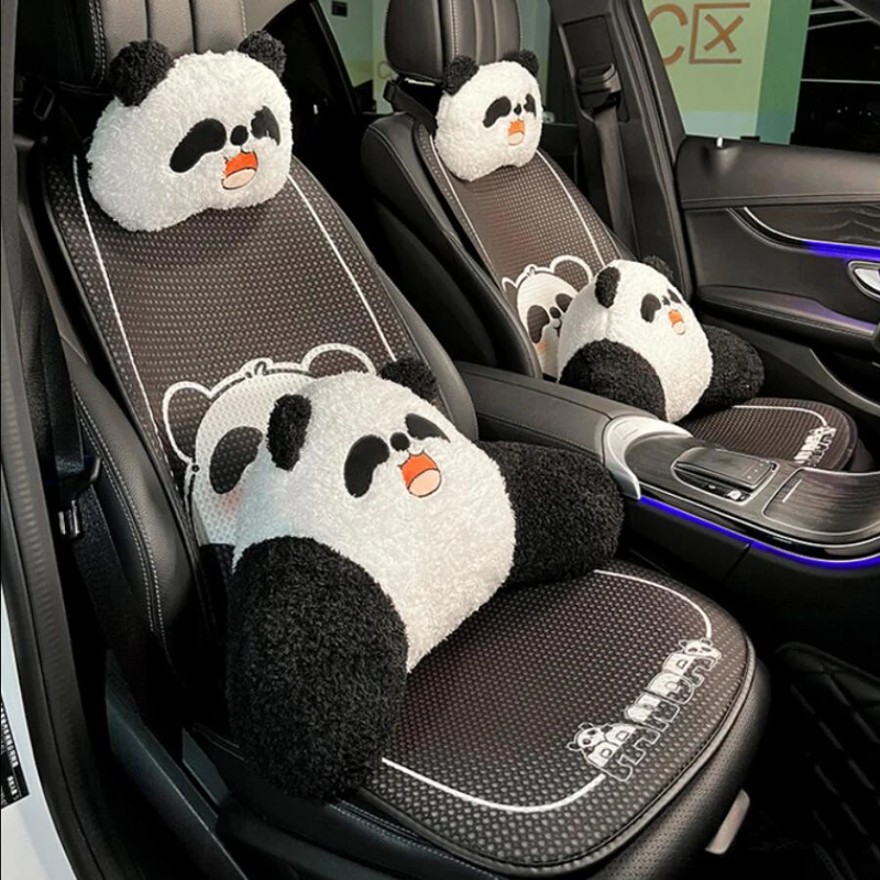 Cute Cartoon Smile Panda Universal Car Seat Cover Breathe Ice Silk Auto  Seat Cushion Style Mats Four Seasons Car Accessories - AliExpress