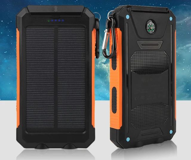 LED Solar Charger Portable Solar Power Bank Dual USB Camping Powerbank  300000mAh