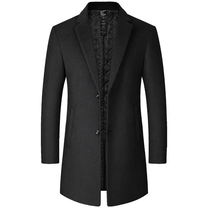Winter Woolen Coat Men Solid Turn-Down Collar Trench Coats Mens Overcoat Long Jacket Gabardina Hombre trench coat casual men jacket outdoor jackets