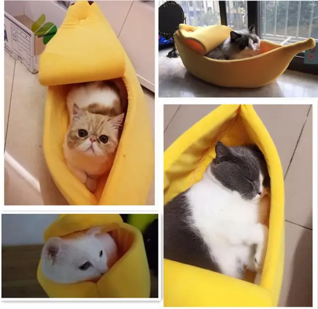 Warm Banana Shaped Dog Cat Bed Cozy Basket Puppy Kittens Cushion Kennel Portable Pet Sleeping Mat Bed Cats Supplies 2