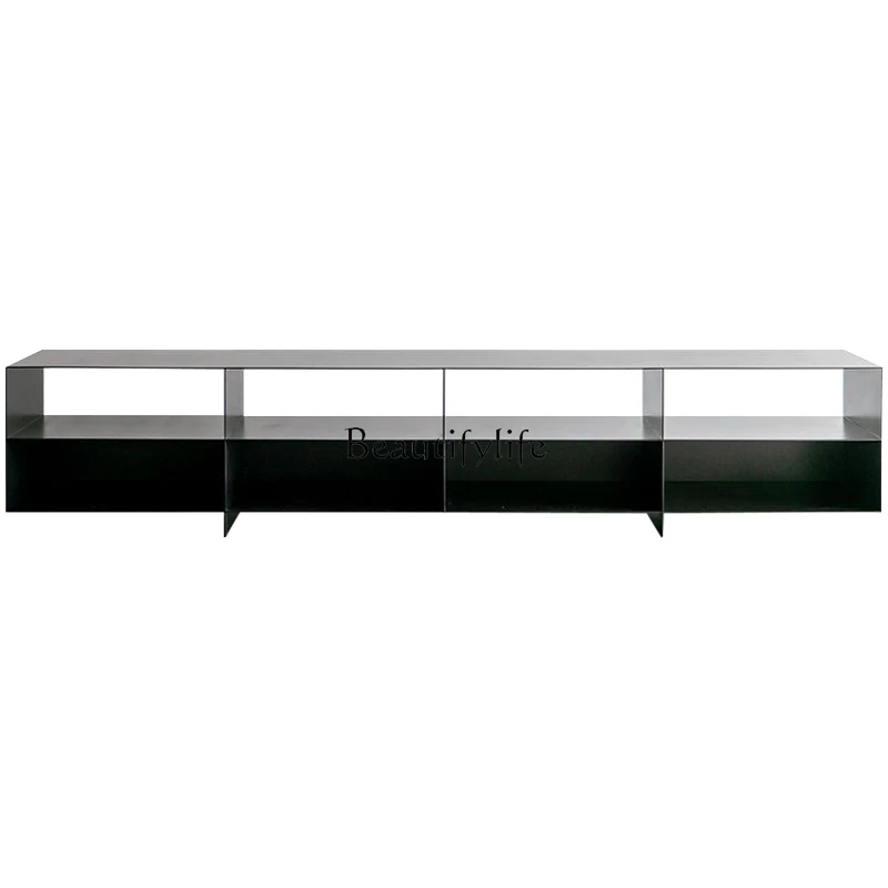 Italian Minimalist TV Cabinet, Wind Black Aluminum Alloy High-Grade New Floor Cabinet