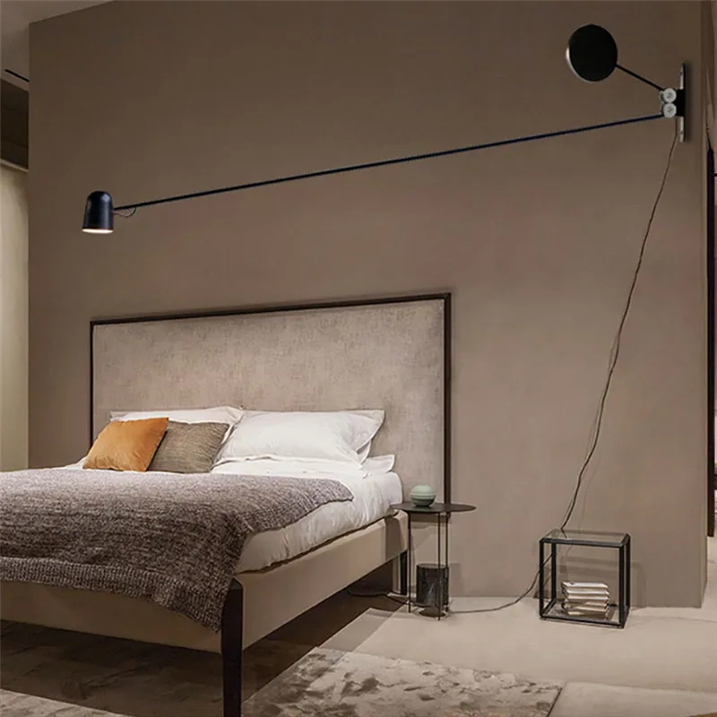 Minimalist Swing Arm Wall Lamp LED  adjustable long pole lamp for reading Living Room Bedroom Luminaria Art Decor dining light 4