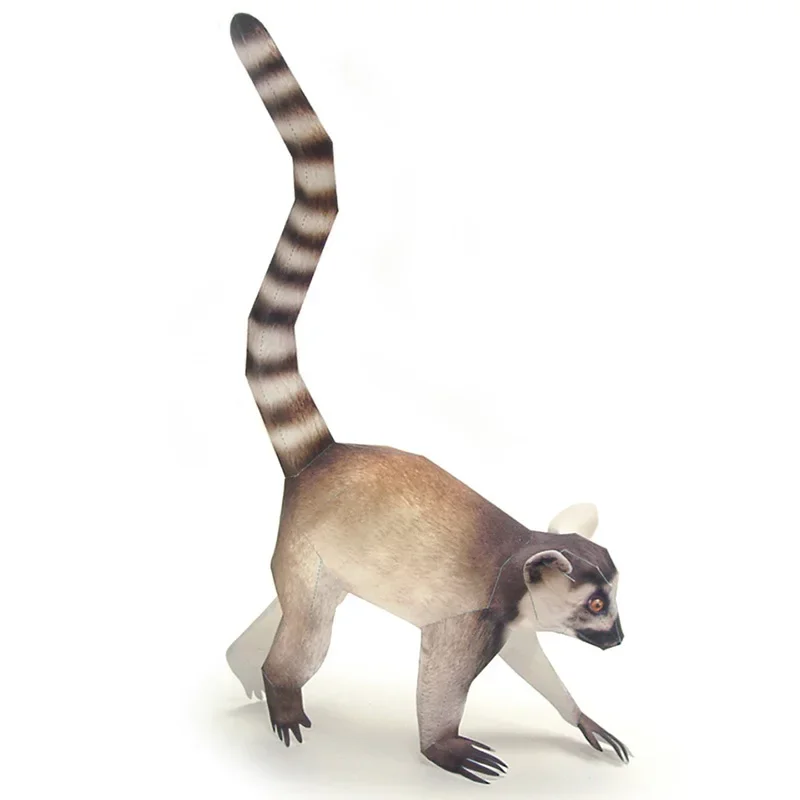 Ring-tailed Lemur Monkey Paper Model Origami Art Mini 3D Papercraft Realistic Animal DIY Kids Adult Handmade Craft Toys WE-010