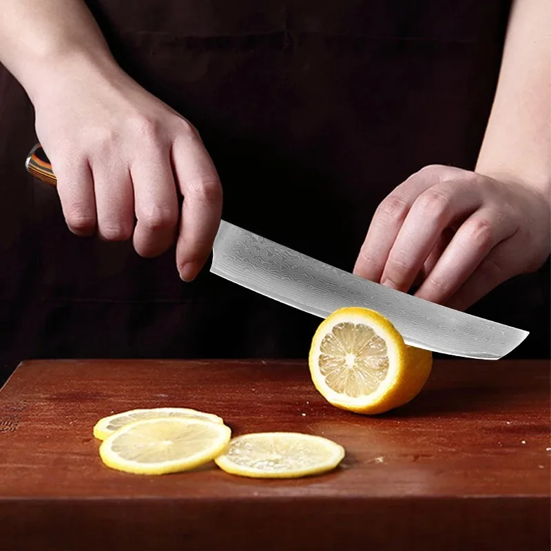 Professional Kitchen Knives Chef Cleaver Meat Wood Handle Japanese Damascus Steel Knife Slicing Fruit Fish Butcher Boning Knife 5
