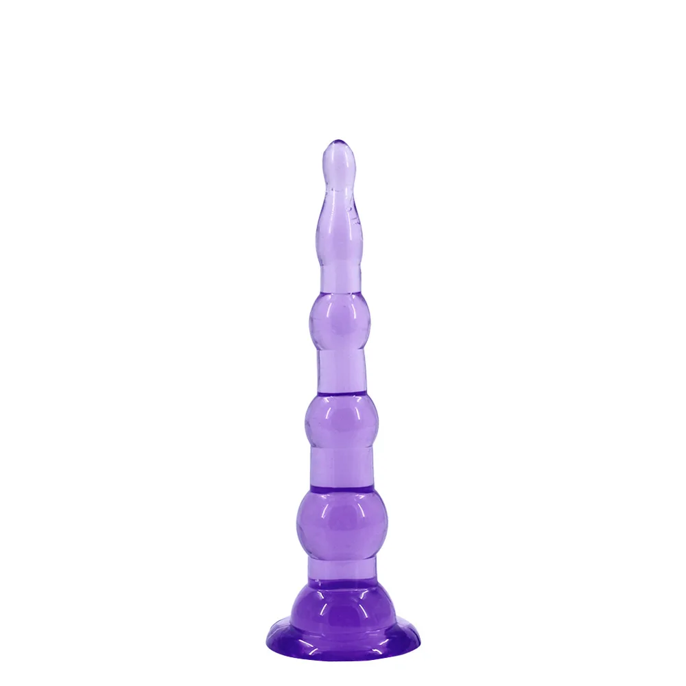 Gerippter Silikon Analplug Mit Perlen Und Jelly Dildo Toy_voghion.com