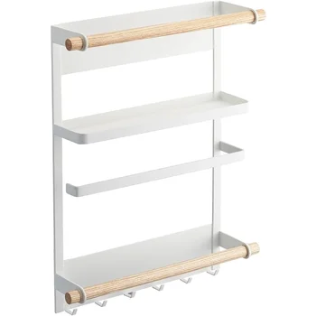 Magnetic Kitchen Storage Rack Wall Holder Organizer Refrigerator Spices Cookbooks Towels Hooks Bracket Shelf Lightweight Home
