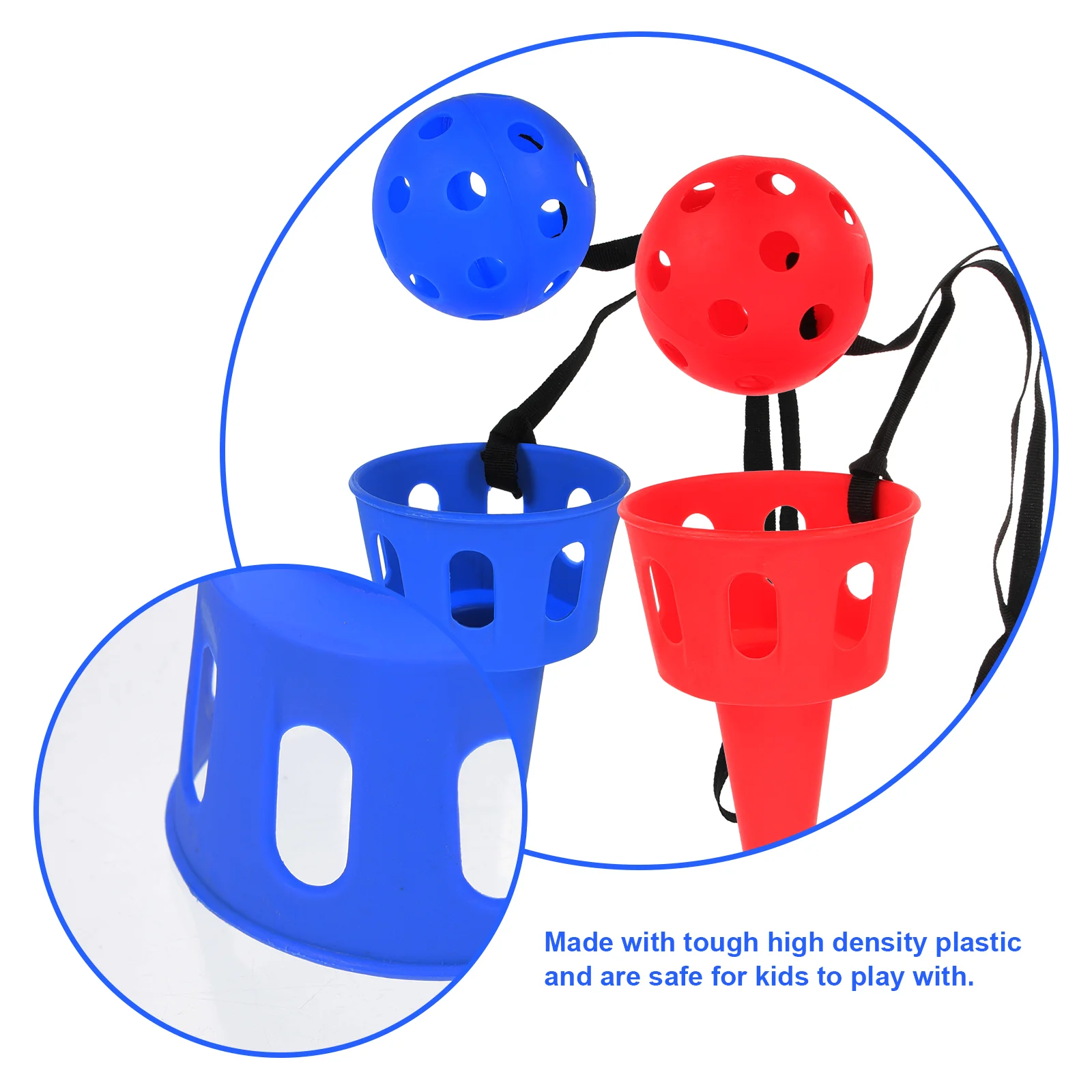 2 Sets of Scoop Ball Toys Throw Chuck Ball Toy Outdoor Activities Ball for Kids (Red and Blue) catch game 2