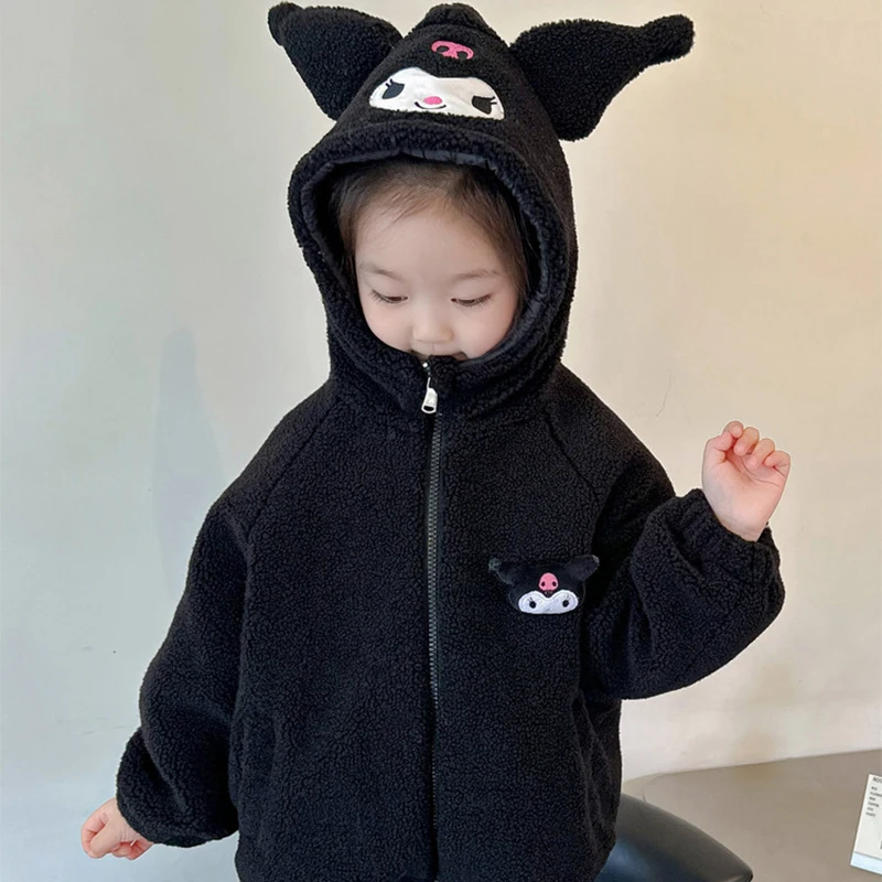 

Серия MINISO Kuromi зимняя детская хлопковая верхняя одежда кавайное аниме Sanrio My Melody пальто с капюшоном для девочек студенческое мультяшное пальто