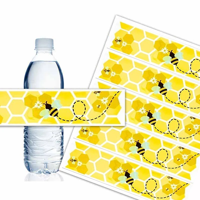15 étiquettes de bouteille d'eau, étiquette bourdon abeille - Main Image