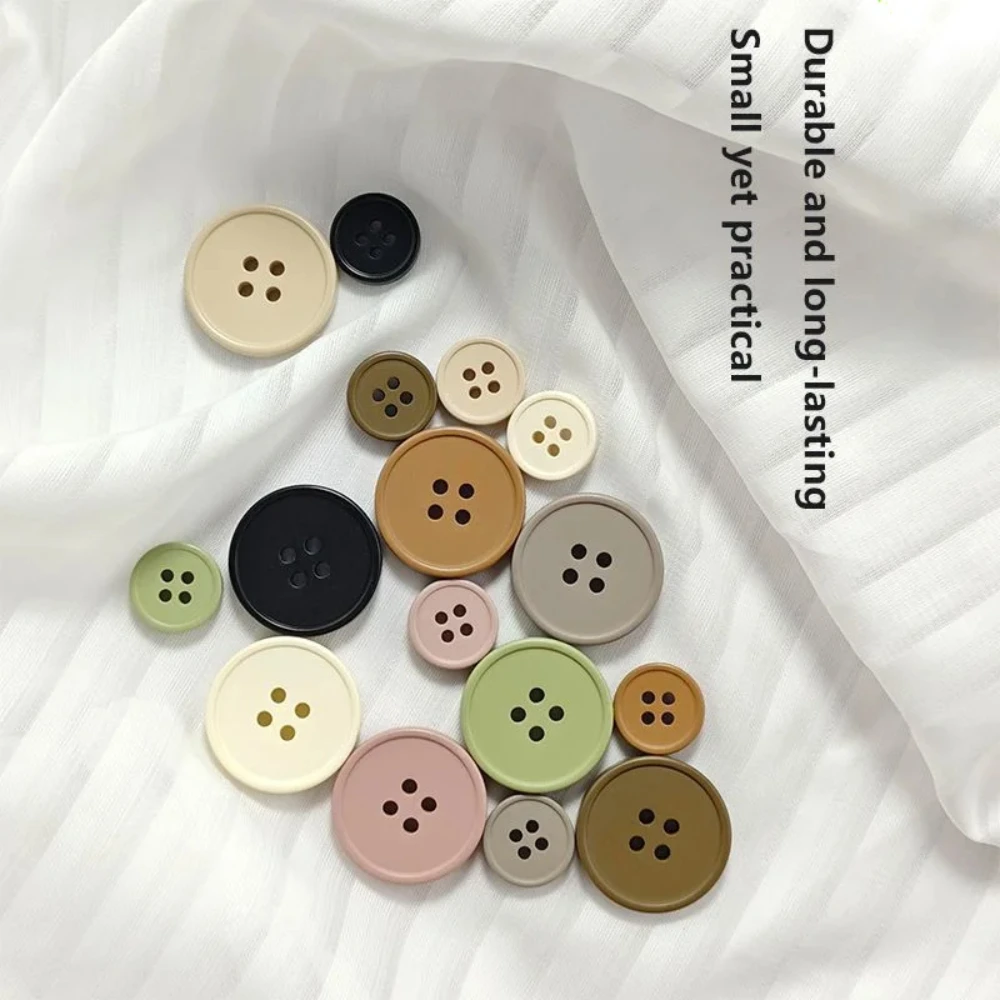 10pcs 15/25mm 다채로운 수지 4 홀 라운드 버튼 스웨터 코트 및 정장을위한 프리미엄 수제 DIY 바느질 액세서리