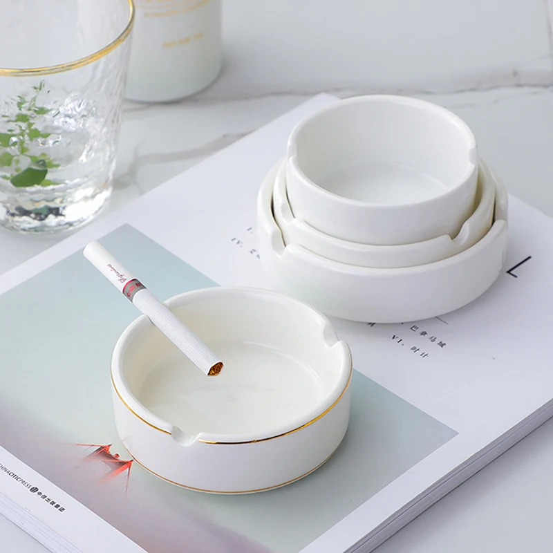 Ceramic Ashtray for Cigarette Home Office Portable Round