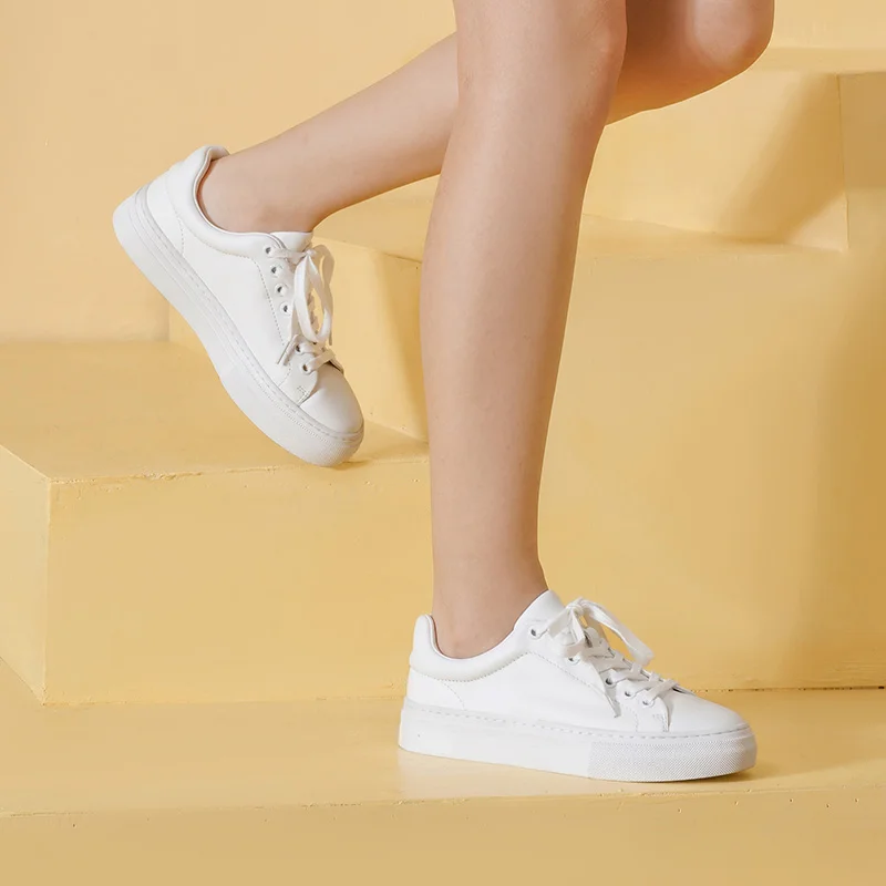 Casual Sneakers Women Cow Leather Sewing Shoes Round Toe Cross-Tied Ladies Flats Handmade women shoes,women sneakers,women flats