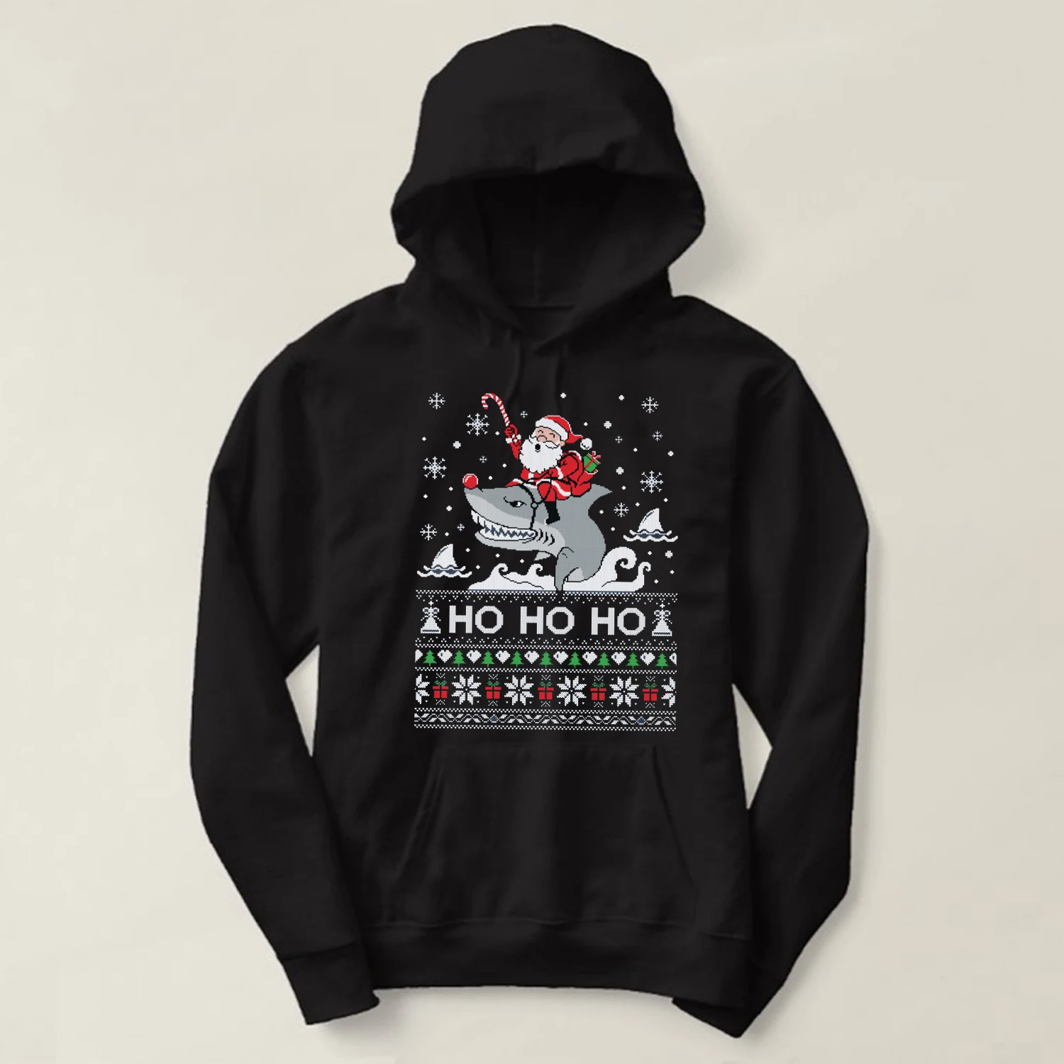 

Ugly Christmas Sweater Santa Riding Shark Christmas Gift Pullover Hoodie 100% Cotton Casual Sweatshirts Unisex Xmas Streetwear