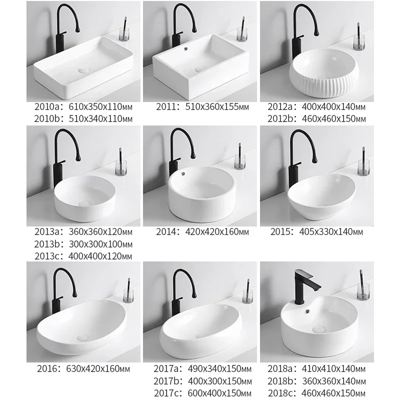 Countertop Basin Wash Basin Side Drainage Ceramic Sink Balcony Wash Basin Art Basin Single Basin Square Circle