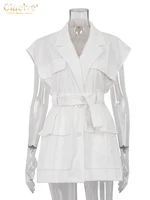 Clacive Fashion Loose White Cotton Women's Shirt 2024 Elegant Lapel Sleeveless Shirts Casual Classic Solid Top Female Clothing - Image 5