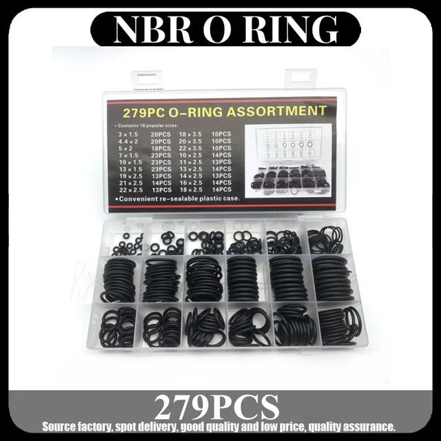 279Pcs O-ring Rubber Gaskets Seal Ring Set Nitrile Rubber High