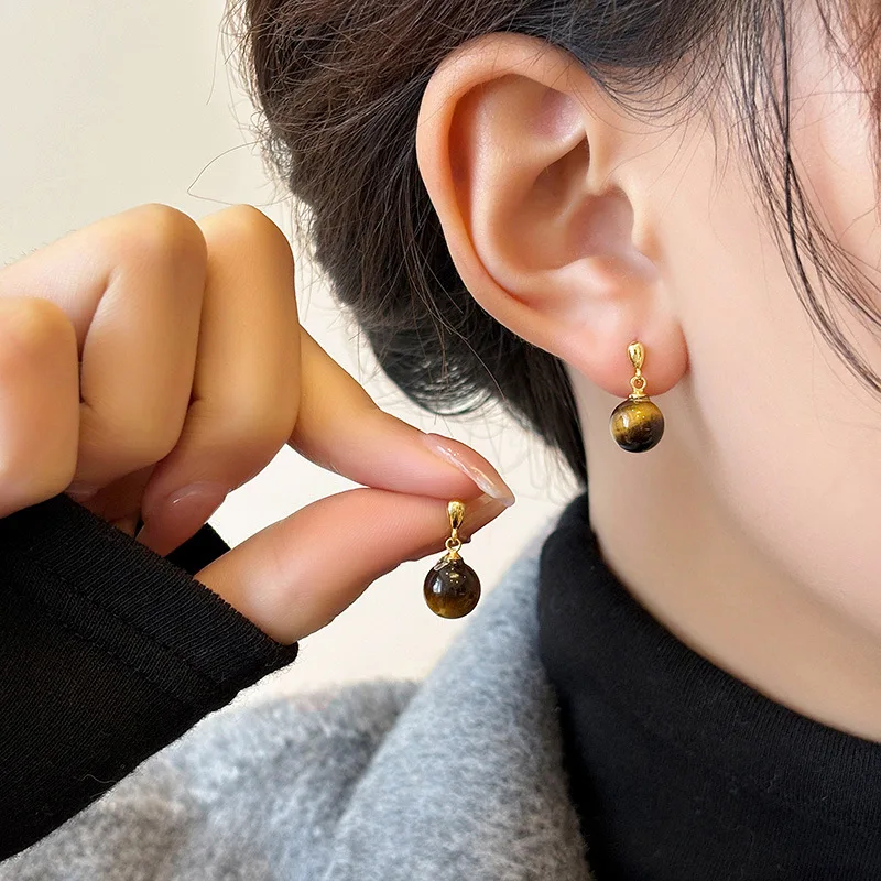 Vintage Tigerauge Ohrringe Zartes Geschenk für Frauen Party Koreanische Earbone Stud Party Schmuck