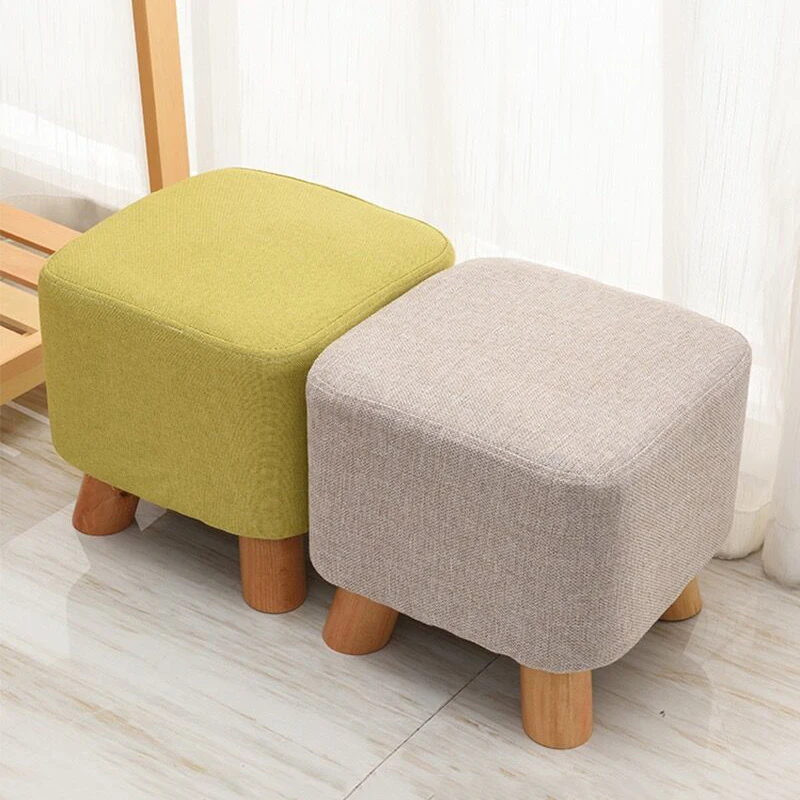 

Nordic Square Stools Wood Small Benches Simple Living Room Stools Solid Mobile Household Shoe Low Changing Stool Furniture
