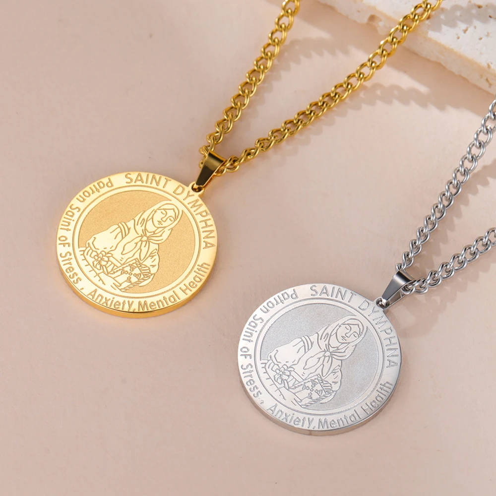 Dawapara Schutzpatron Geschenke St. Dymphe Gerard Katholizismus Halskette Edelstahl Religiöser Anhänger Beten für uns Schmuck – Detail 11