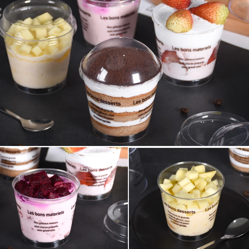 Plastic Dessert Cups 15PCS 200ML Disposable Clear Bowls