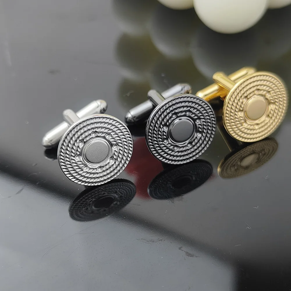 

Geometry Cufflinks for Men Gold Silver Stainless Steel Shirt Cuff Links Male Party Groomsman Charm Jewelry Wholesale 2023 New