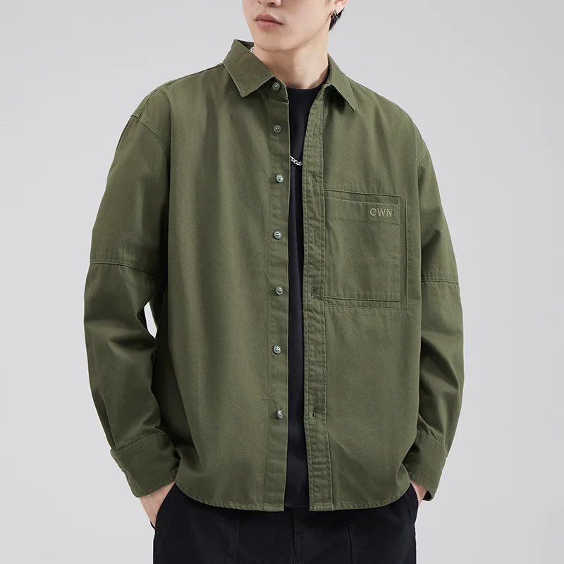 

Autumn new fashion vintage shirt men handsome texture shirt coat