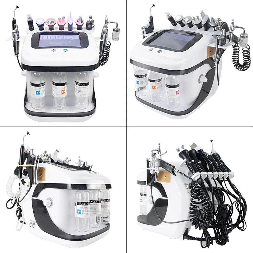 Portab 10 In 1Hydrogen Oxygen Dermabrasion Machine H2O2 Small Bubble Moisturizer Facial Beauty Device Aqua Peeling Skin Care Spa