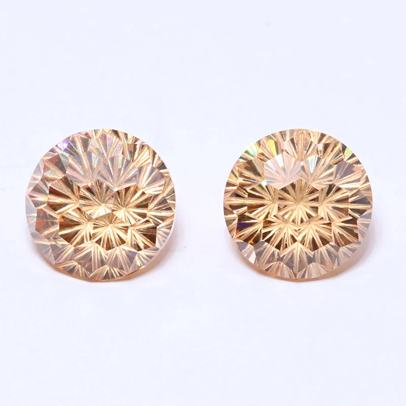 

5pcs/bag 8x8mm High quality Round Champagne Fireworks Cut Cubic Zirconia for Jewellery Making and DIY Accessories