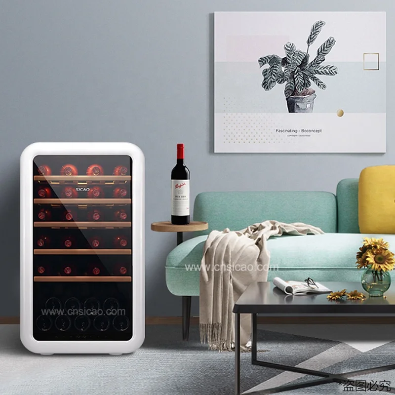Retro small cellar mini bar antique cabinet fridge barrel refrigerator glass door wine cooler fridge